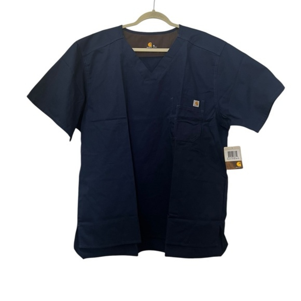 Carhartt Navy V-Neck Ripstop Short Sleeve Work Scrubs Shirt